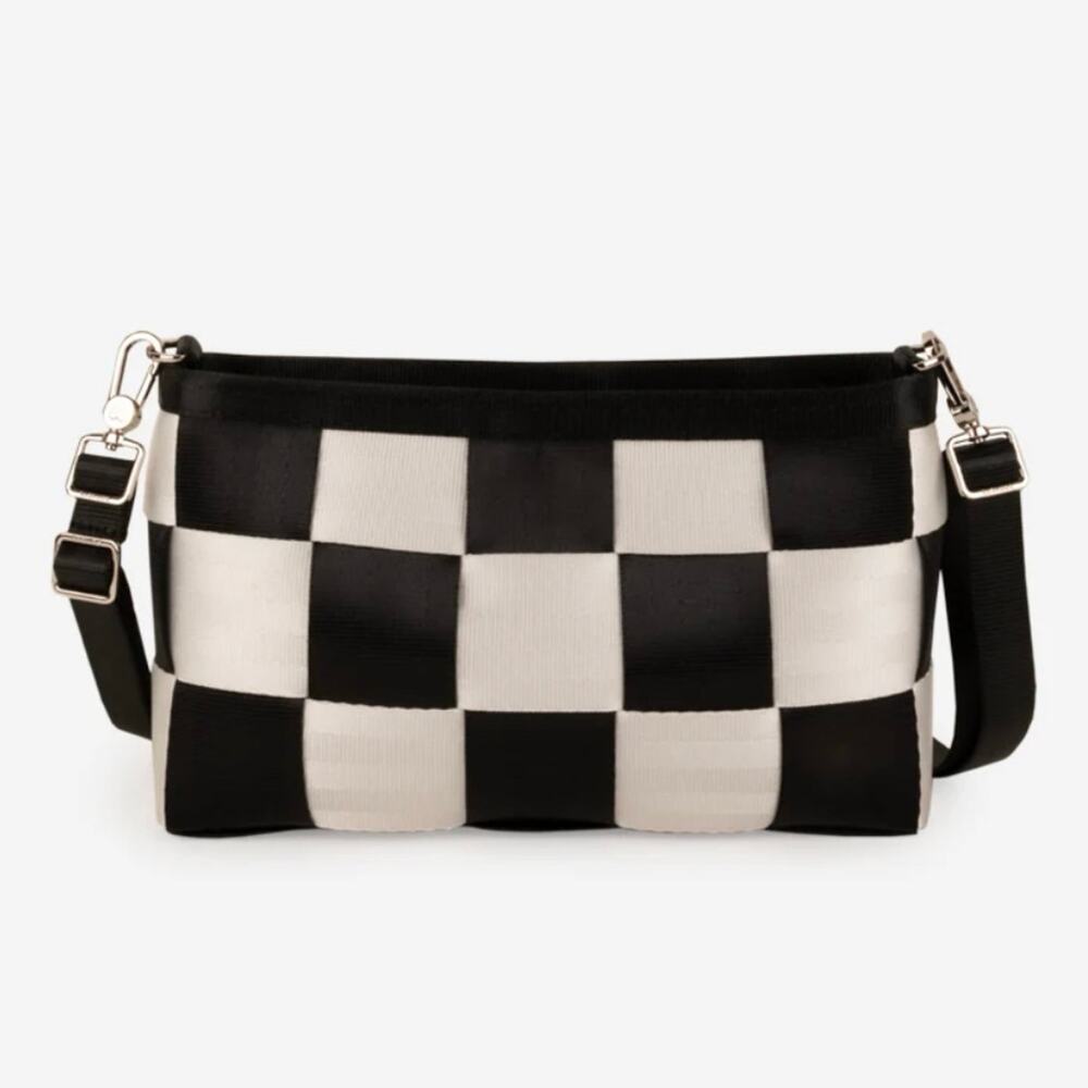 Harveys Black & White Woven Convertible Clutch Crossbody NWT
